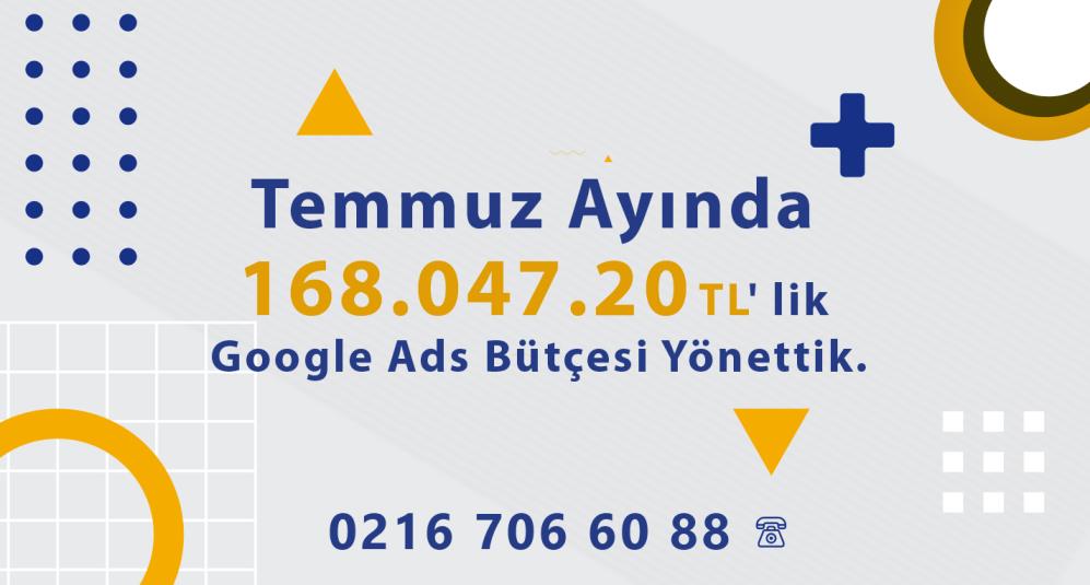 Temmuz Ayında 168.047.20 TL' lik Google Ads Bütçesi Yönettik.