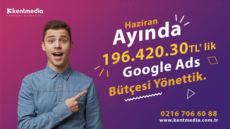 Haziran Ayında 196.420.30 TL' lik Google Ads Bütçesi Yönettik.