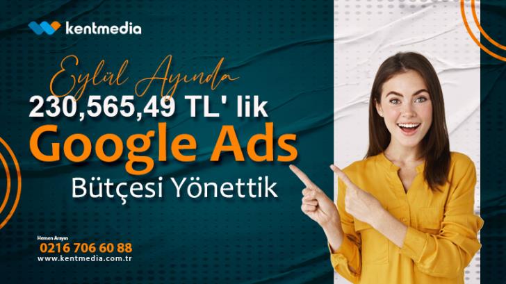 Eylül Ayında 230,565,49 TL' lik Google Ads Bütçesi Yönettik